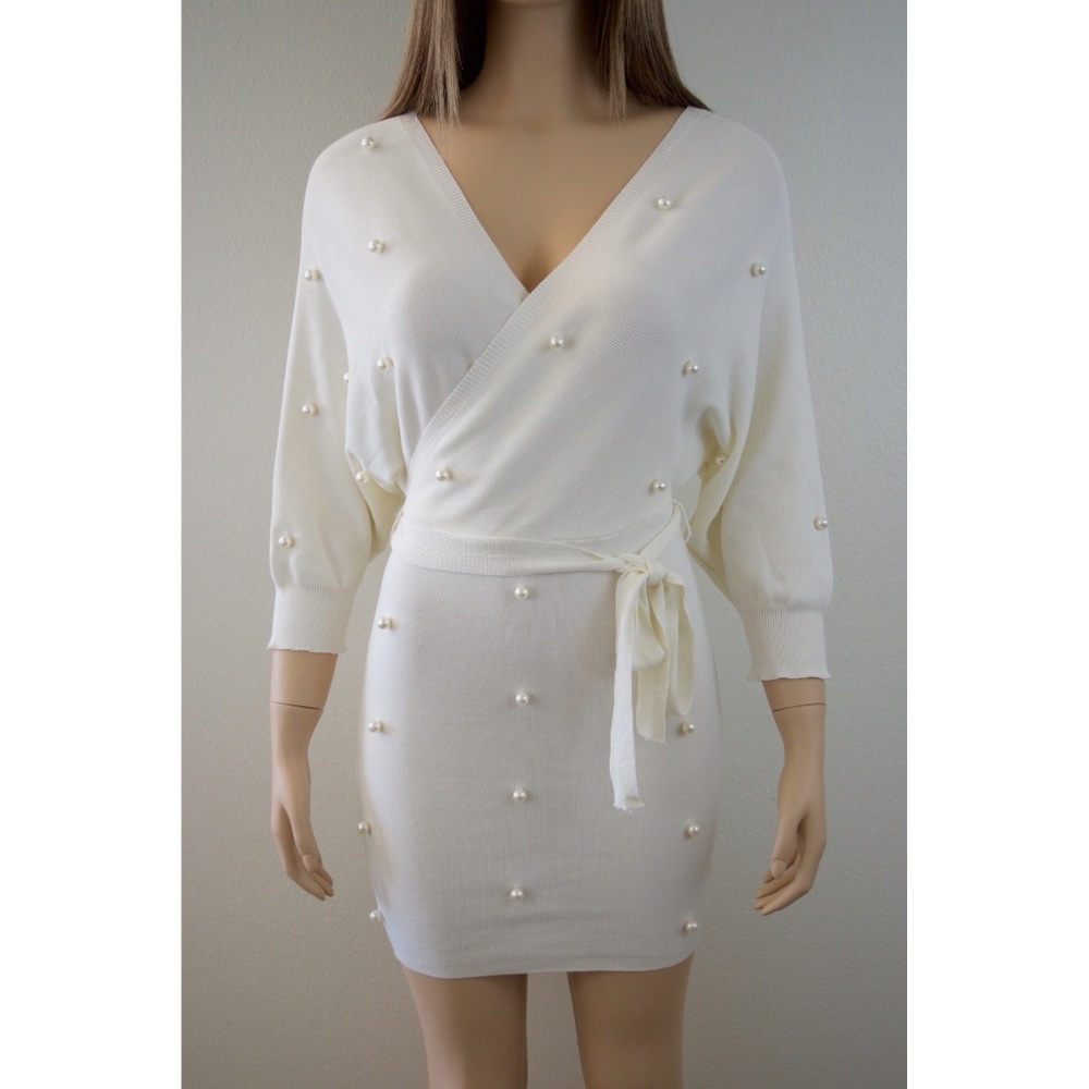 Pearl Detail Mini Dress #1222